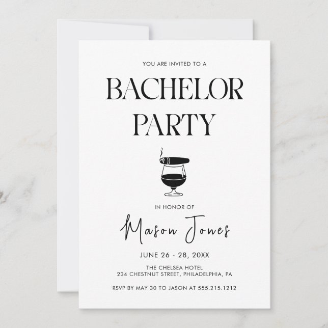 Whisky Cigar Bachelor Party Invitation (Front)