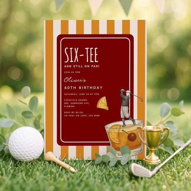 Whisky Golf Themed 60th Birthday Invitation (Creator Uploaded)