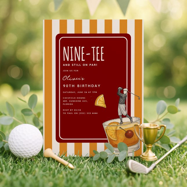 Whisky Golf Themed 90th Birthday Invitation (Creator Uploaded)