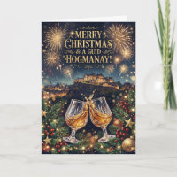 Whisky Toast Hogmanay Scottish Christmas Card