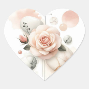 Whisper of a Rose – A Dreamy Watercolor Elegance Heart Sticker