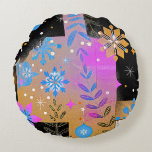Whisper of Light Pink Blue and Gold Round Pillow
