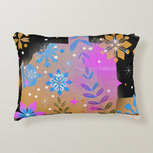 Whisper of Light Pink Blue Gold Snowflake Pillow