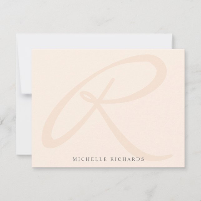 Whisper Pink Elegant Minimalist Monogram and Name Card (Front)