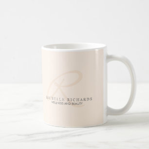 Whisper Pink Elegant Minimalist Monogram Coffee Mug