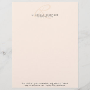 Whisper Pink Elegant Minimalist Monogram Customized Letterhead