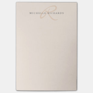 Whisper Pink Elegant Minimalist Monogram Post-it Notes