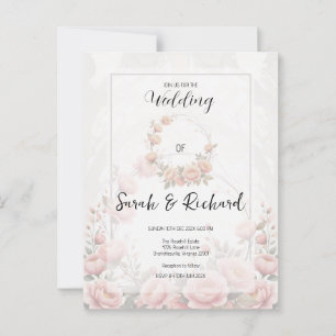 Whisper Soft Pink Floral Romantic Garden Wedding Postcard