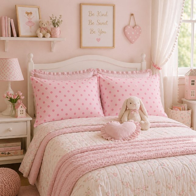 Whisper Soft Pink Polka Dot  Pillowcase (Creator Uploaded)