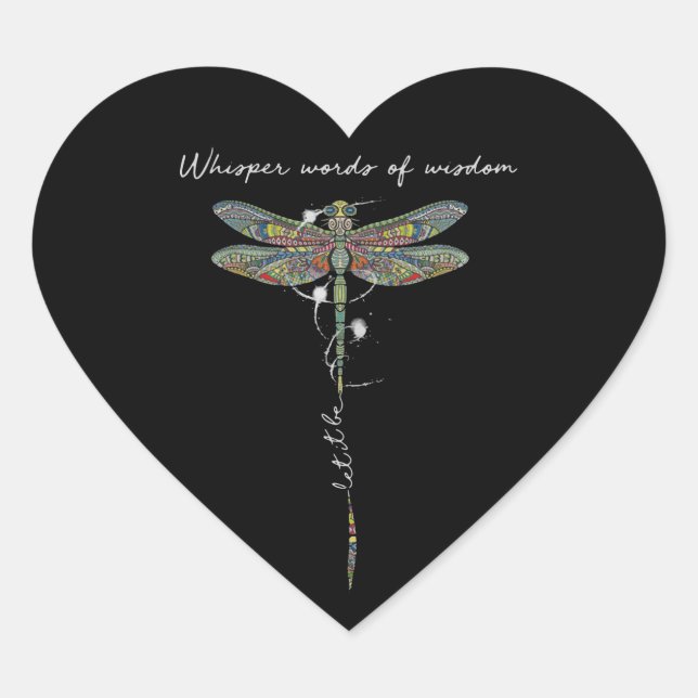 Whisper Words Of Wisdom Brocade Dragonfly Heart Sticker (Front)