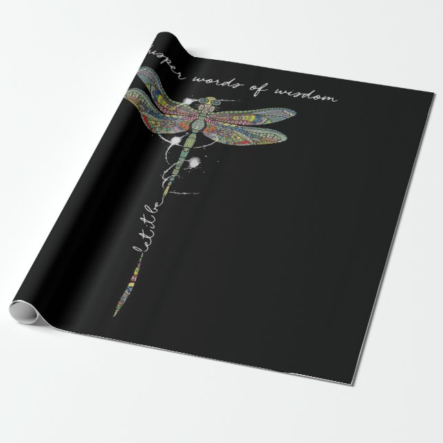 Whisper Words Of Wisdom Brocade Dragonfly Wrapping Paper (Unrolled)