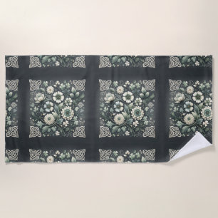 Whispered Clover Knotwork Garden Beach Towel