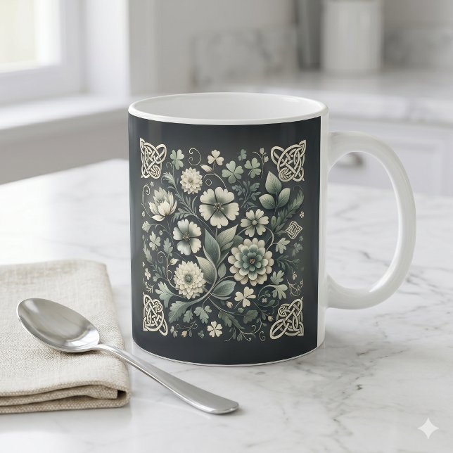 Whispered Clover Knotwork Garden Coffee Mug (Whispered Clover Knotwork Garden Coffee Mug)