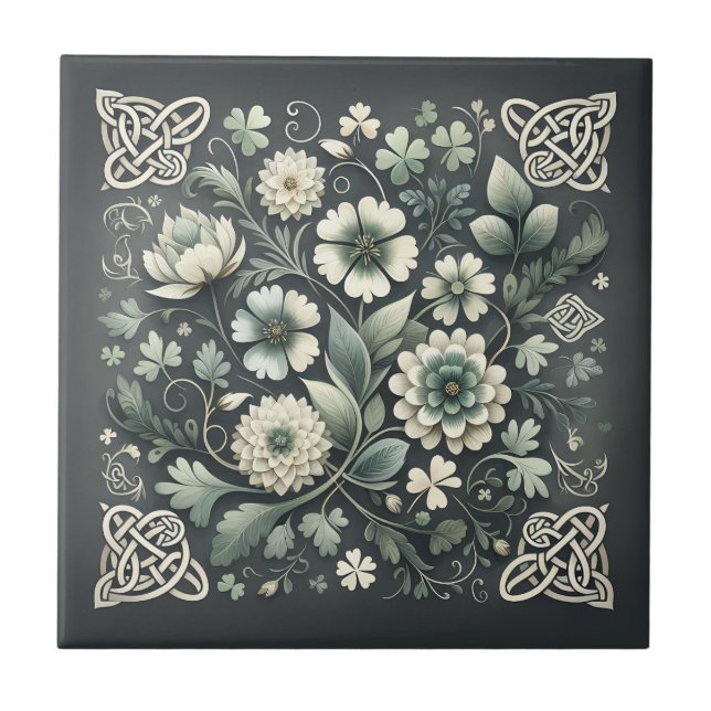 Whispered Clover Knotwork Garden Tile (Front)
