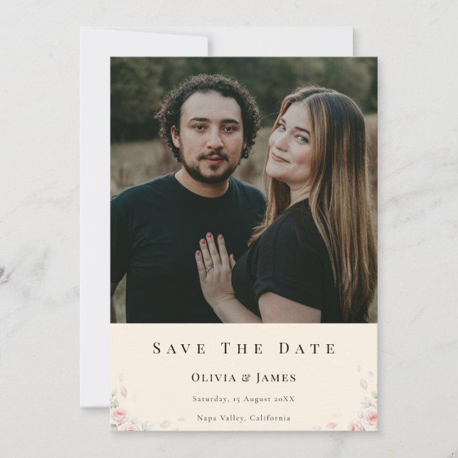 Whispered Petal Elegant Minimalist with Chic photo Save The Date (Front)