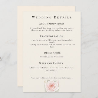 Whispered Petals Minimalist Wedding Details Card