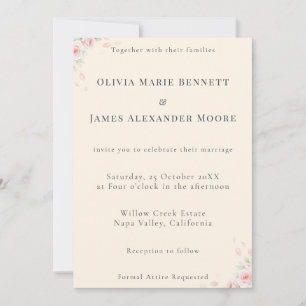 Whispered Petals Minimalist Wedding Invitation