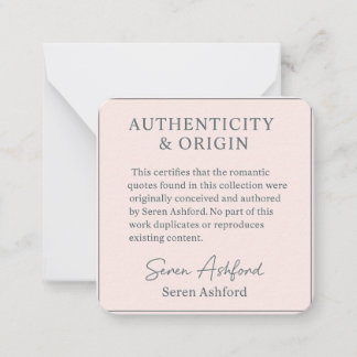 Whispered words- Volume 1_ AUTHENTICITY & ORIGIN  Card