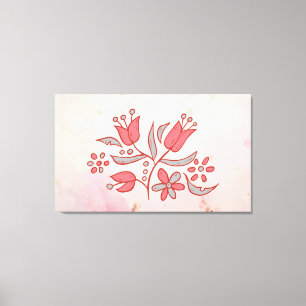Whispering Bloom – Delicate Red Flower on Soft Ton Canvas Print