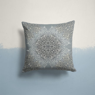 Whispering Blooms in Slate Grey Cushion