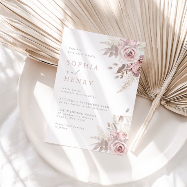 Whispering Blush Garden Wedding Invitation (Creator Uploaded)