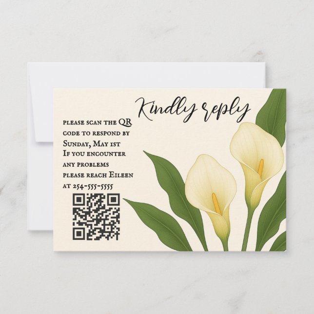 Whispering Callas QR Code RSVP Card (Front)