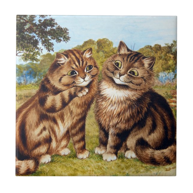 Whispering Cat, Louis Wain Tile (Front)