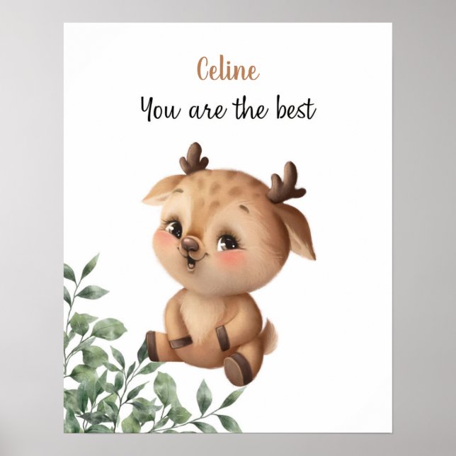 Whispering Deer Affirmations Customisable Poster (Front)