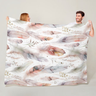 Whispering Feathers - Elegant Nature Inspired Fleece Blanket