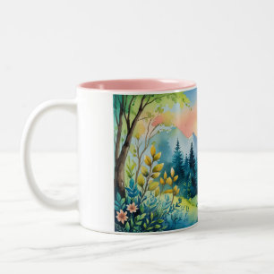 Whispering Forest at Dawn Two-Tone Coffee Mug