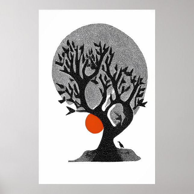 Whispering Leaves Wall Art Modern Tree Silhouette (Front)