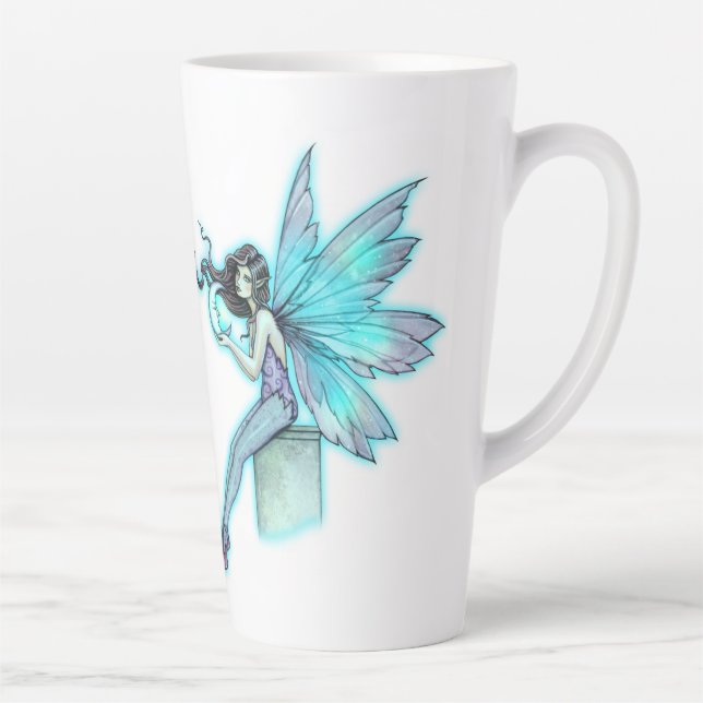 Whispering Moon Twins Pink and Turquoise Fairies Latte Mug (Right)