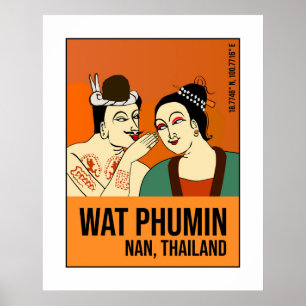 Whispering Mural, Nan, Thailand Travel Poster