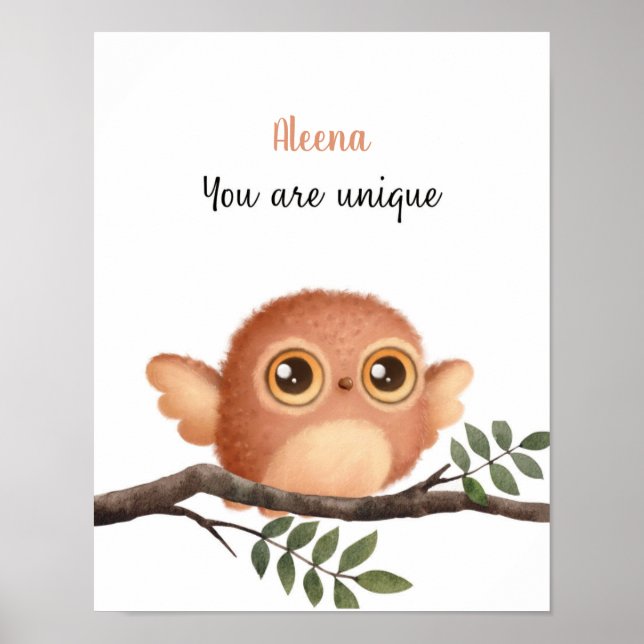 Whispering Owl Affirmations Customisable Poster (Front)