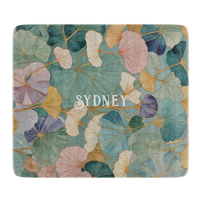 Whispering Pastel Gingko Cutting Board (Front)