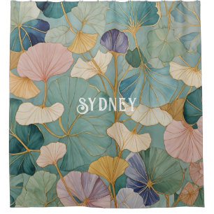 Whispering Pastel Gingko Shower Curtain