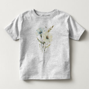 Whispering Petals: Soft Blue & Cream Bloom Toddler T-Shirt