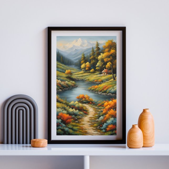 Whispering River Through Autumn Peaks Poster (Creator Uploaded)