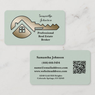 Whispering Sage Gold Key QR Code Real Estate Business Card