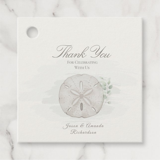 Whispering Shores Coastal Wedding Favour Tag (Front)