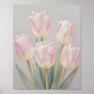 Whispering Silk: A Study of Luminous Tulips in Tex Poster