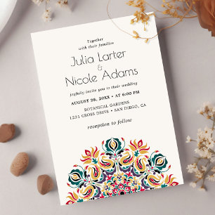 Whispering Spring Floral Mandala Wedding Invitation