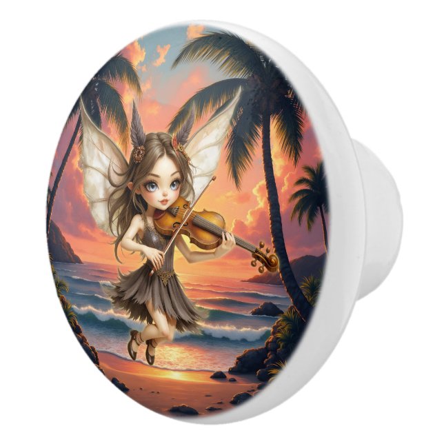 Whispering Strings of the Sunset Fairy. Ceramic Knob (Right)