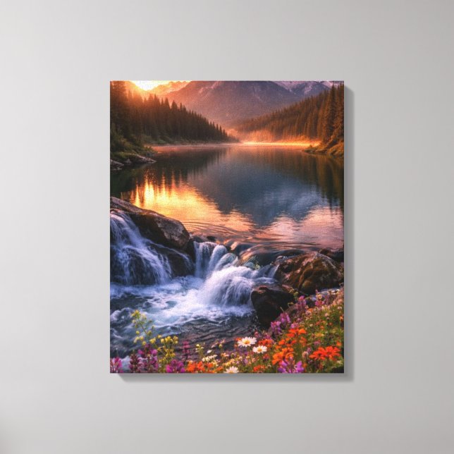 Whispering Sunset Over Alpine Mountains Fall Dusk  Canvas Print (Front)