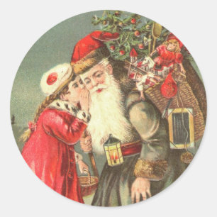 Whispering to Santa Vintage Christmas Stickers