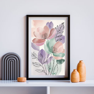 Whispering Wildflowers Soft Botanical Floral Poster