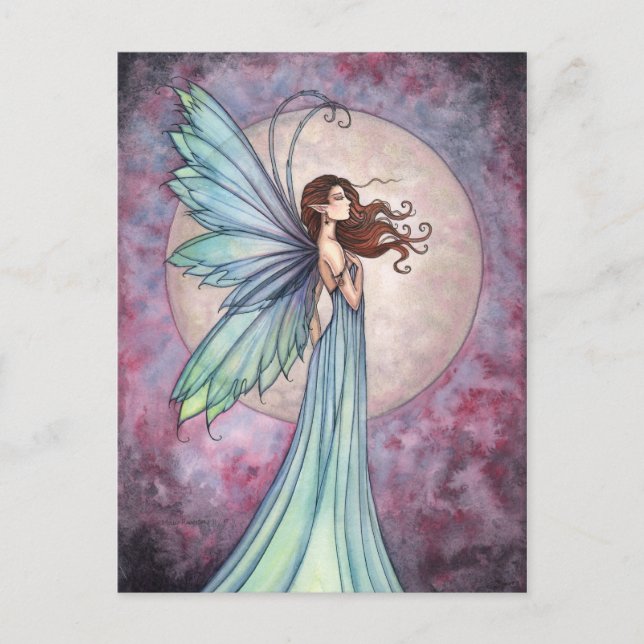 Whispering Wind Fairy Moon Postcard (Front)