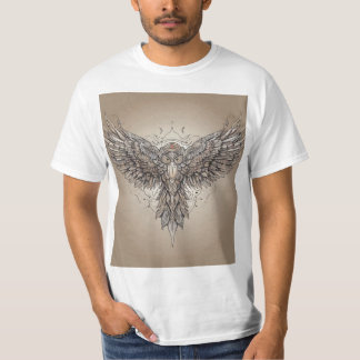 "Whispering Wings: Futuristic Fine Line Tattoo" T-Shirt