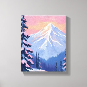 Whispering Winter Peaks Mountain Pastel Pink Sky Canvas Print
