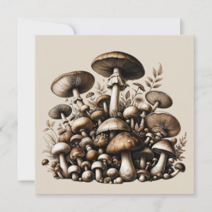 Whispering Woods: Seamless Mushroom Pattern Collec Invitation
